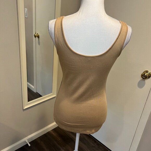 Cache Tan with Gold Sequins Tank Top, Size Small - Picture 11 of 14
